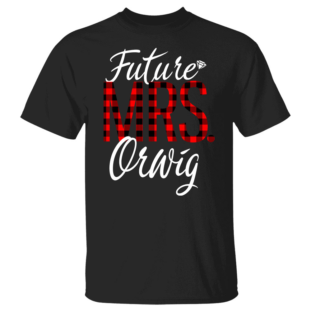Future Mrs Last Name Relaxed Boyfriend Shirt Personalized Last Name Boyfriend Buffalo Plaid Shirt Gift For Girlfriend