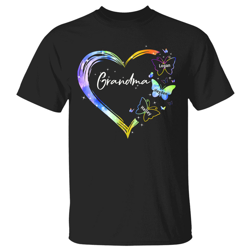 Grandma Heart And Grandkids Hands Custom Shirt Gift For Grandmas Nana