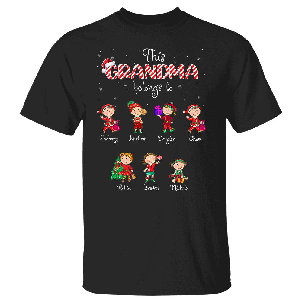 Personalized This Grandma Belongs To Custom Grandkids Name Christmas Shirt For Grandma
