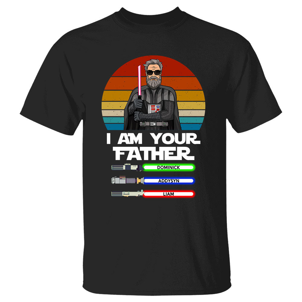I Am Your Father Retro Color Darth Vader With Kid's Name Premium T-Shirt For Father