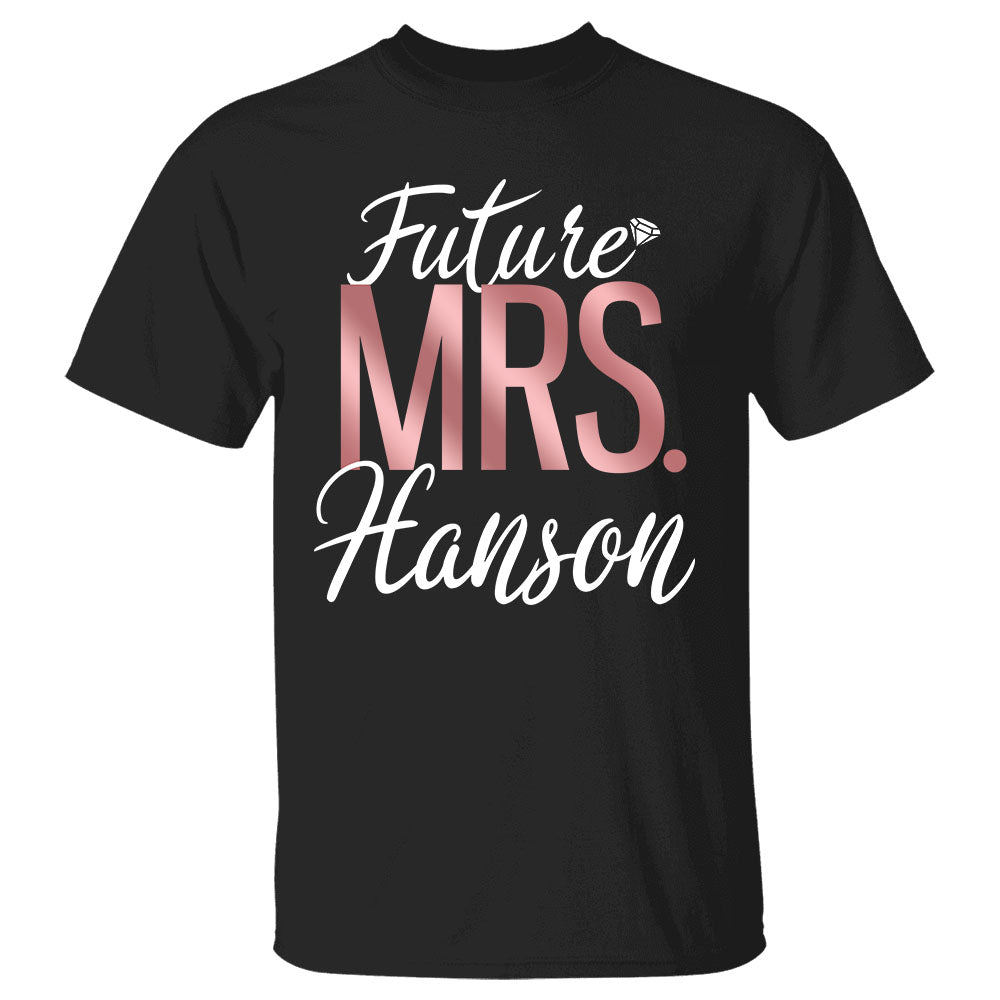 Personalized Future Mrs Last Name Relaxed Boyfriend Shirt Custom Last Name Boyfriend Shirt Gift For Girlfriend