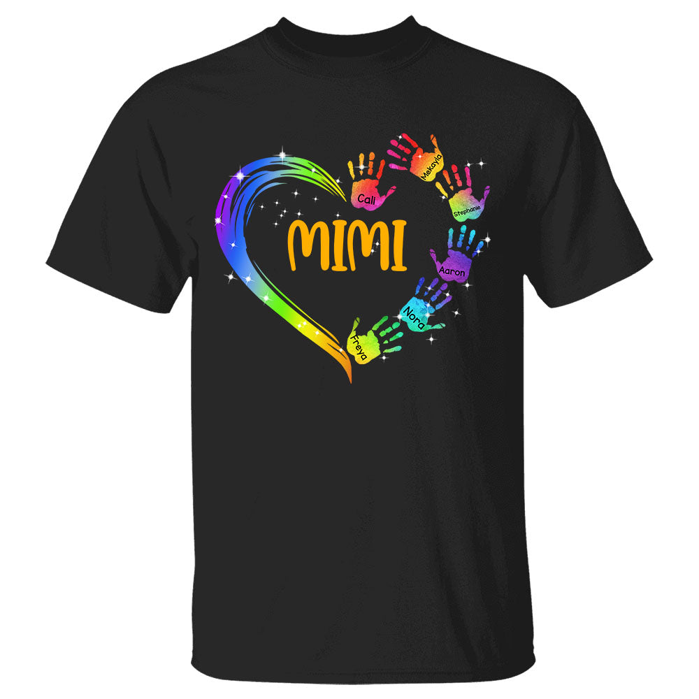 Personalized Colorful Heart And Hands Print Shirts For Mimi