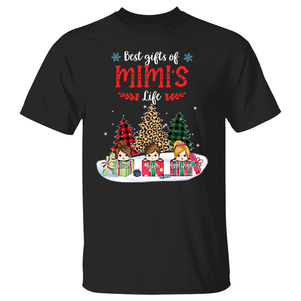 Best Gifts Of Grandma's Life Tree Leopard Shirt, Grandma Nana Mimi Christmas Shirt, Custom Grandma With Grandkids Name Shirt