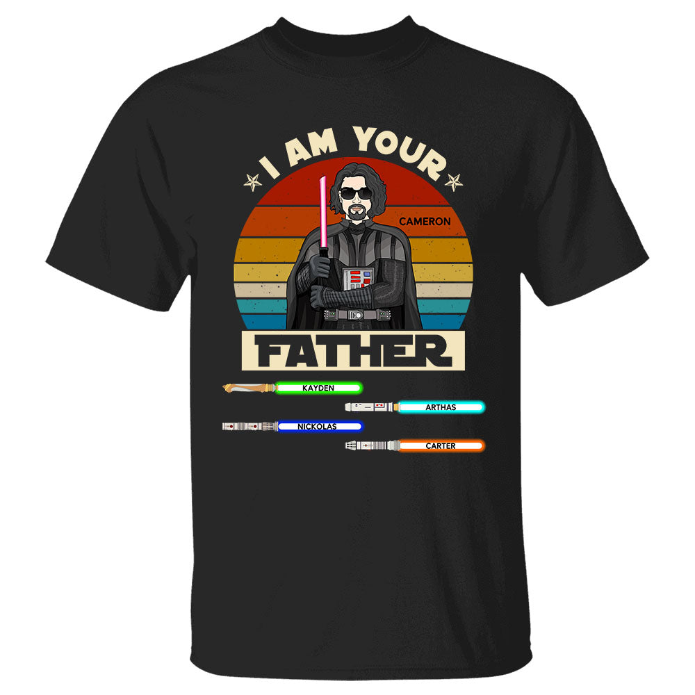 I Am Your Father Darth Vader With Hilt & Kid's Name T-Shirt