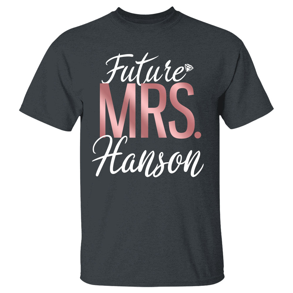 Personalized Future Mrs Last Name Relaxed Boyfriend Shirt Custom Last Name Boyfriend Shirt Gift For Girlfriend