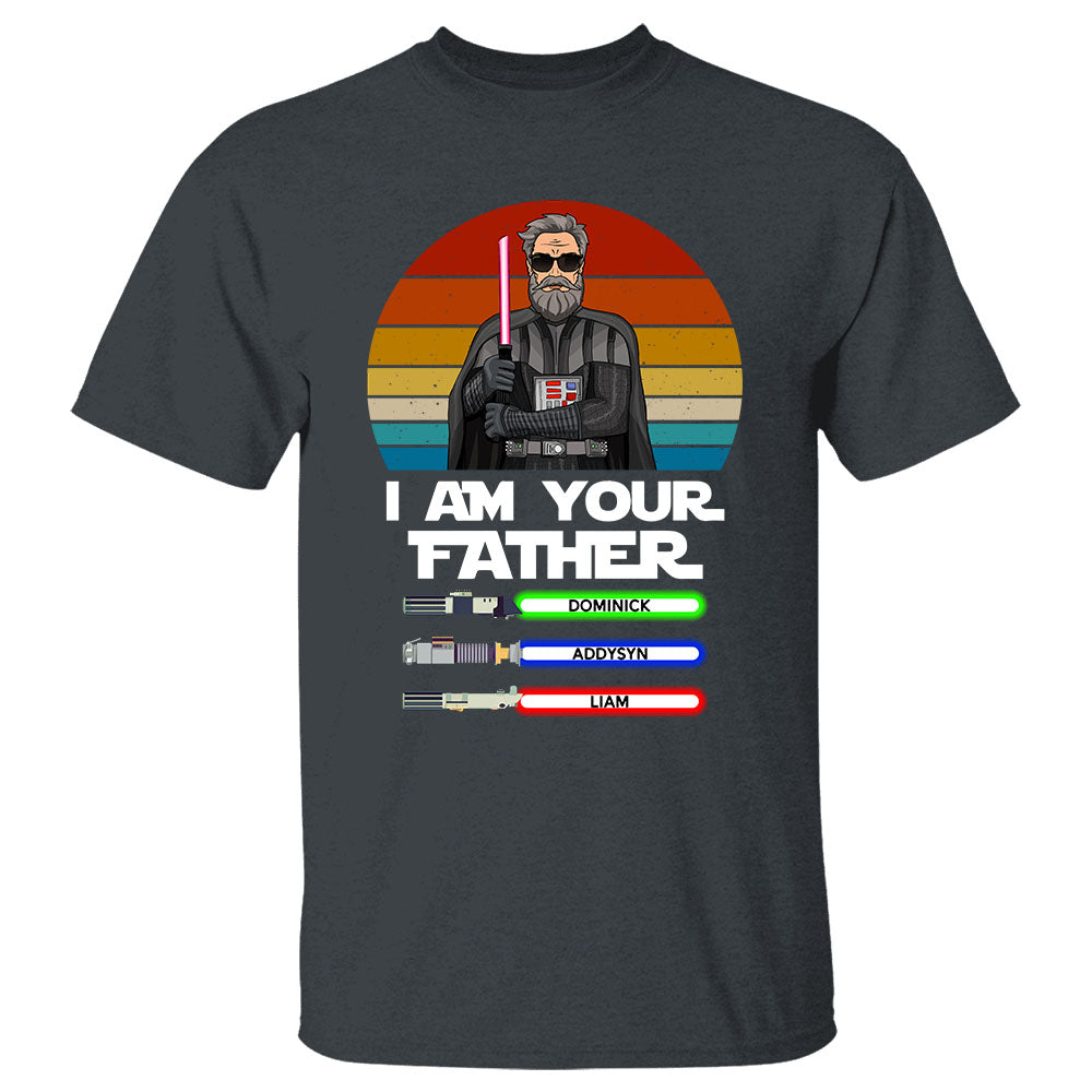 I Am Your Father Retro Color Darth Vader With Kid's Name Premium T-Shirt For Father
