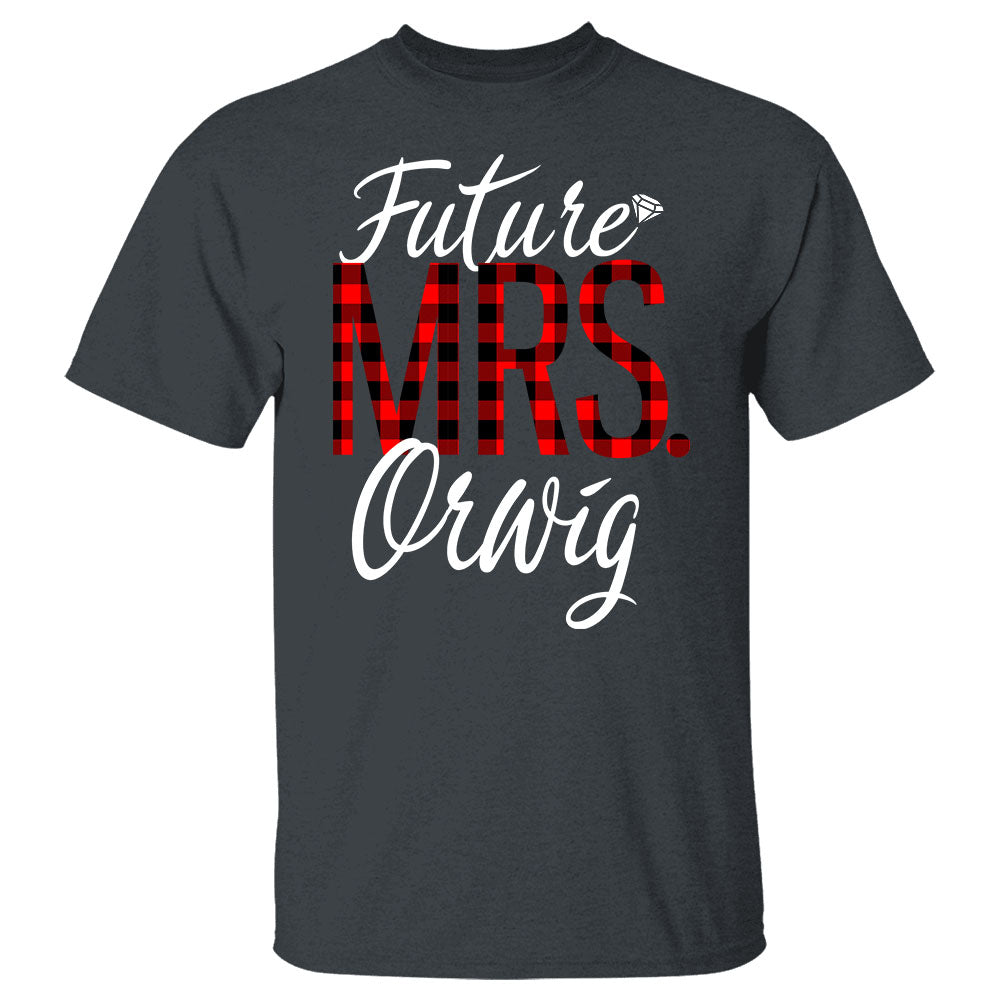 Future Mrs Last Name Relaxed Boyfriend Shirt Personalized Last Name Boyfriend Buffalo Plaid Shirt Gift For Girlfriend