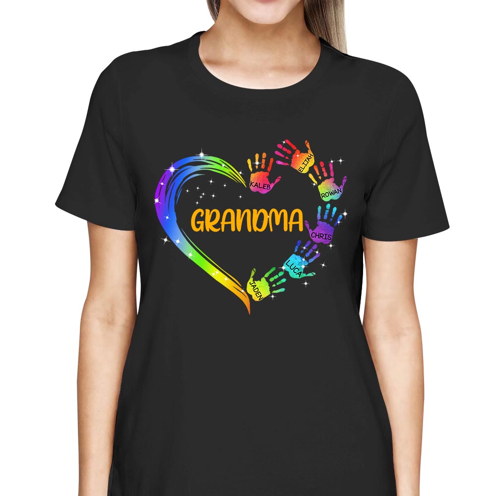 Grandma Heart And Grandkids Hands Personalized Shirts - Custom Name ...