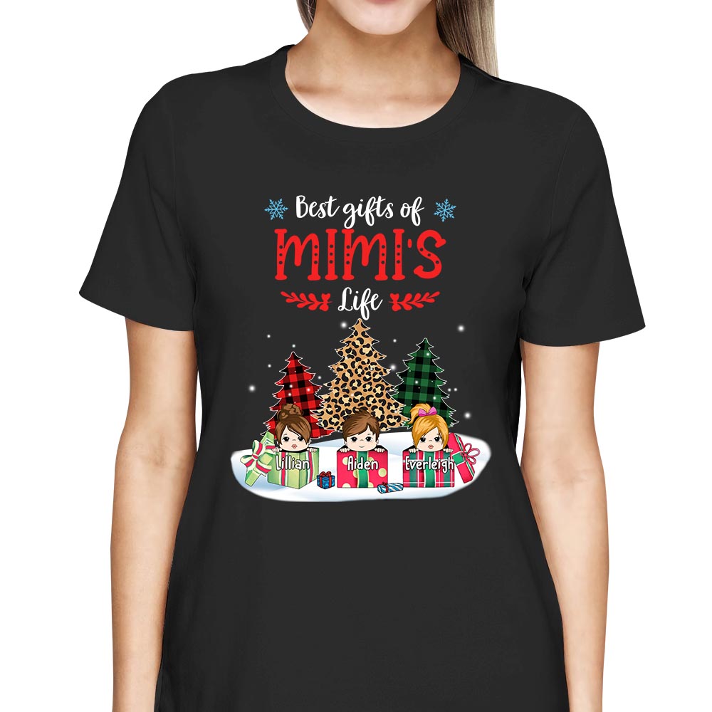 Best Gifts Of Grandma's Life Tree Leopard Shirt, Grandma Nana Mimi Christmas Shirt, Custom Grandma With Grandkids Name Shirt