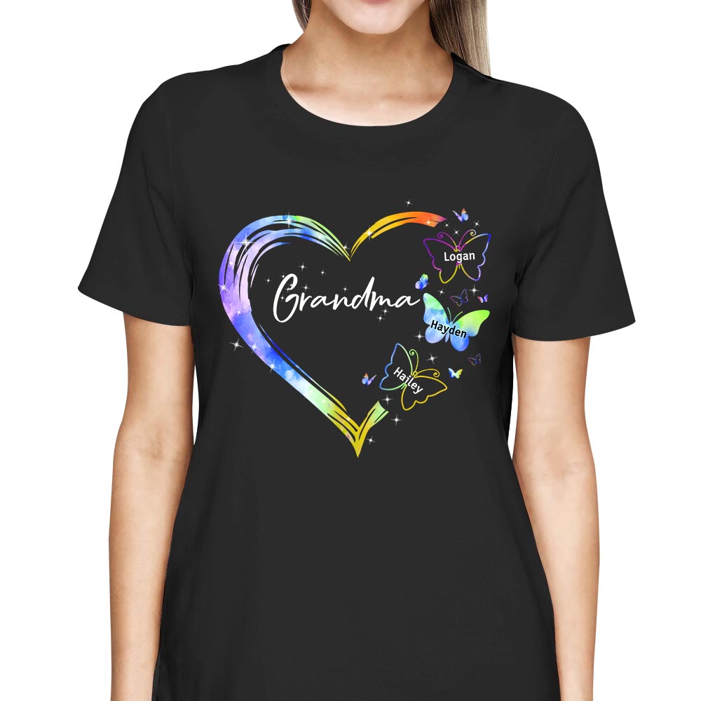 Grandma Heart And Grandkids Hands Custom Shirt Gift For Grandmas Nana