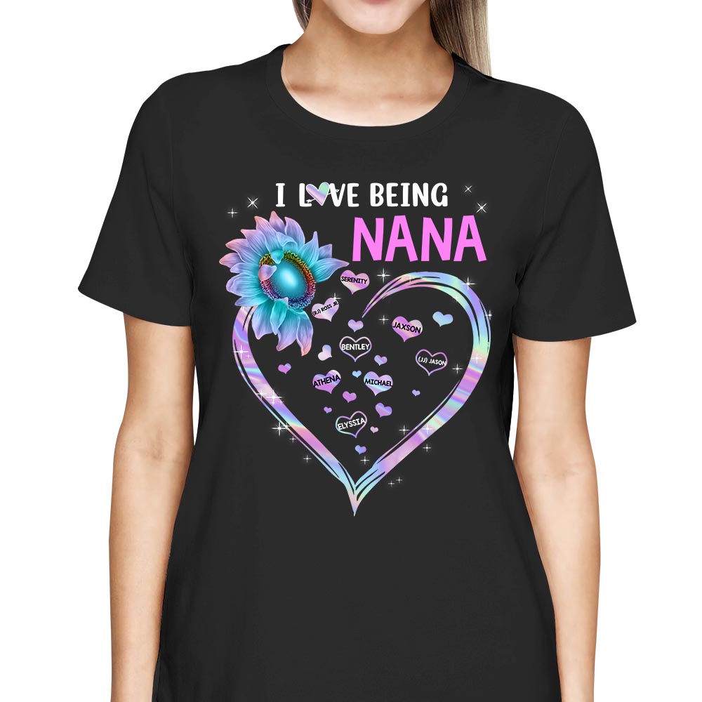 I Love Being Grandma Sunflower Heart Custom Shirt Gift For Grandma