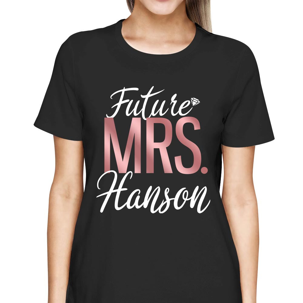 Personalized Future Mrs Last Name Relaxed Boyfriend Shirt Custom Last Name Boyfriend Shirt Gift For Girlfriend