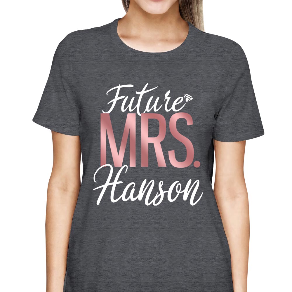 Personalized Future Mrs Last Name Relaxed Boyfriend Shirt Custom Last Name Boyfriend Shirt Gift For Girlfriend