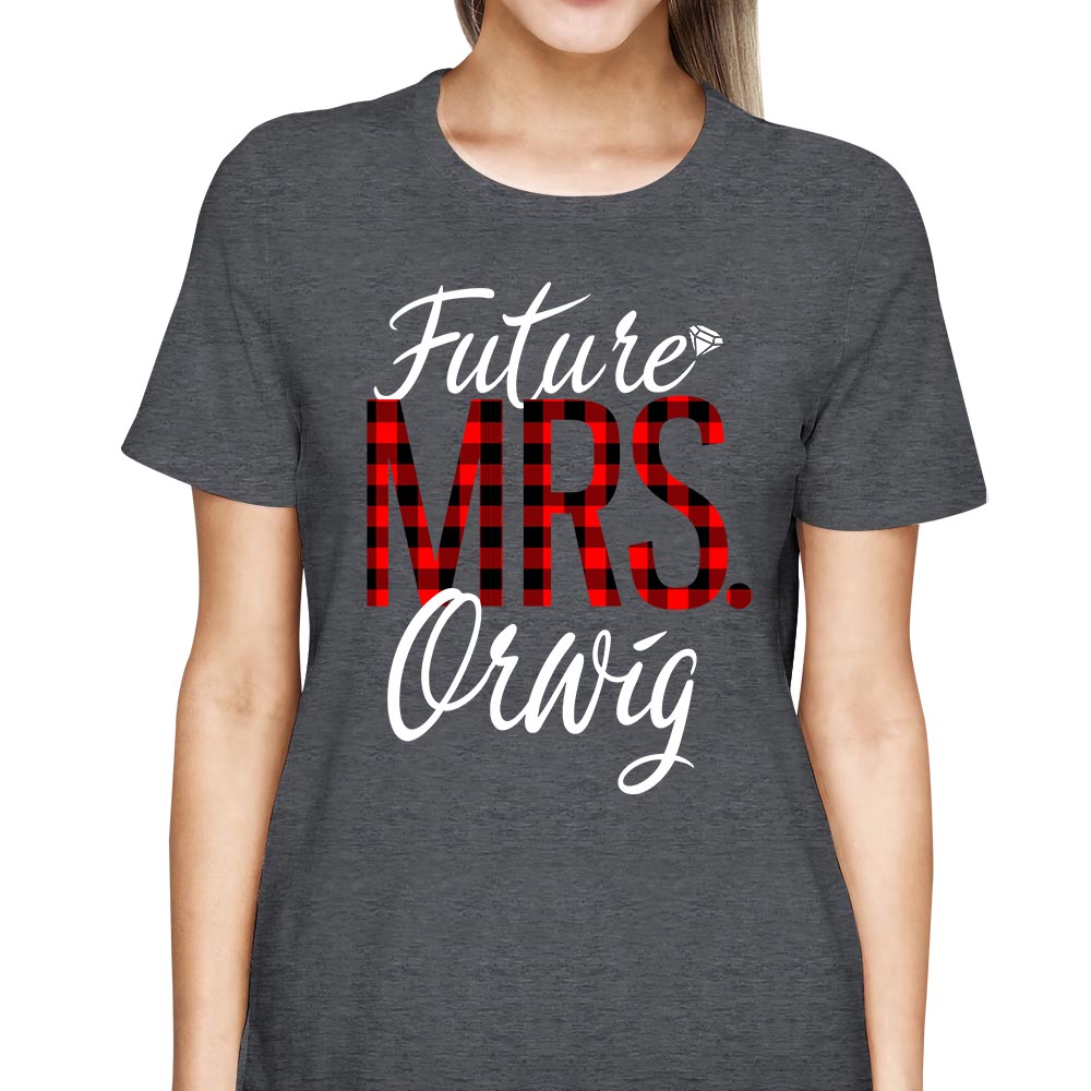 Future Mrs Last Name Relaxed Boyfriend Shirt Personalized Last Name Boyfriend Buffalo Plaid Shirt Gift For Girlfriend