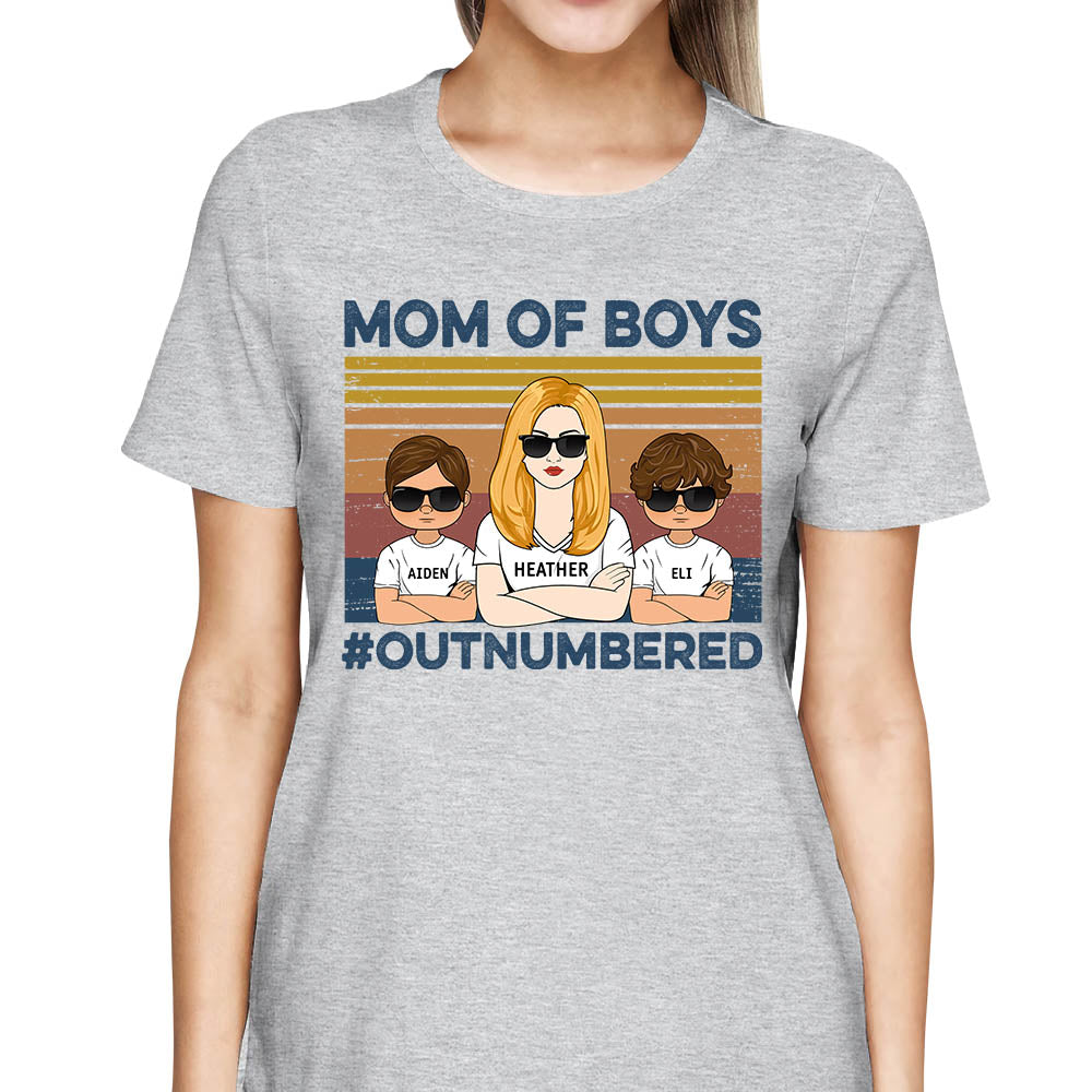 Mom Of Boys #Outnumbered Hashtag Custom Shirt Gift For Mother