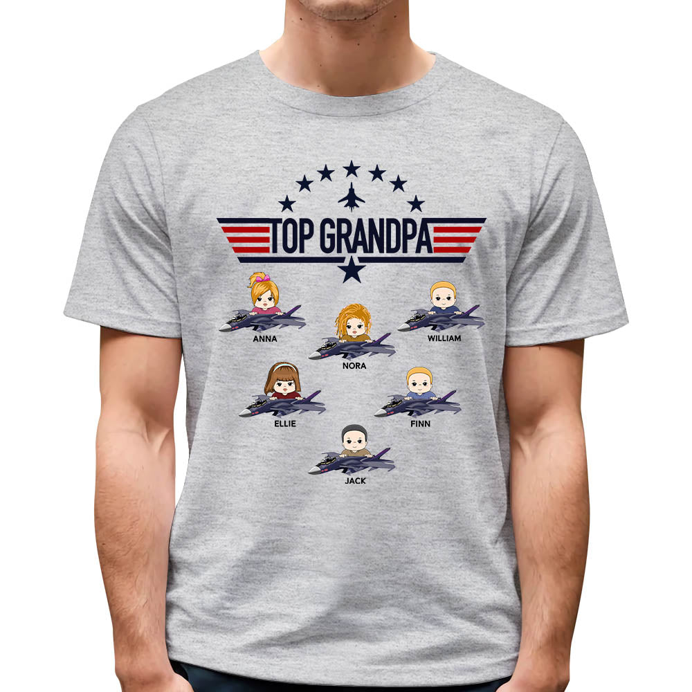 Top Gun Top Dad Personalized T-Shirt For Father Grandpa