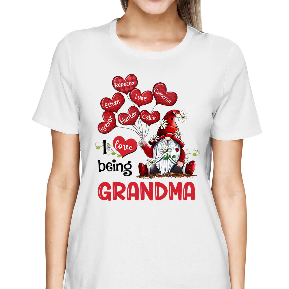 Personalized I Love Being Grandma Gnomes Balloons Shirt Gifts For Grandma