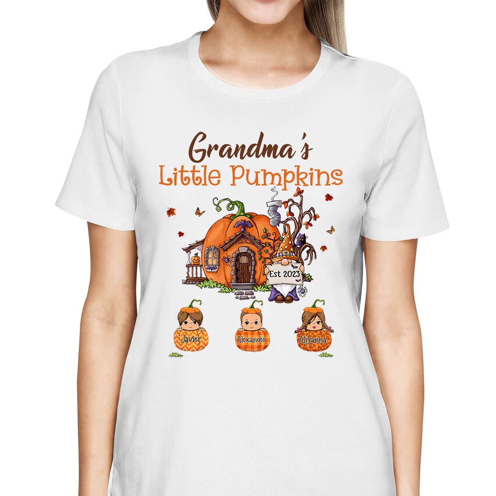 Grandma's Little Pumpkins Shirt - Grandma Halloween Custom Shirt Gift For Grandma