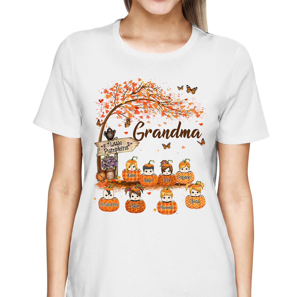 Personalized Grandma's Little Pumpkin Autumn Shirt