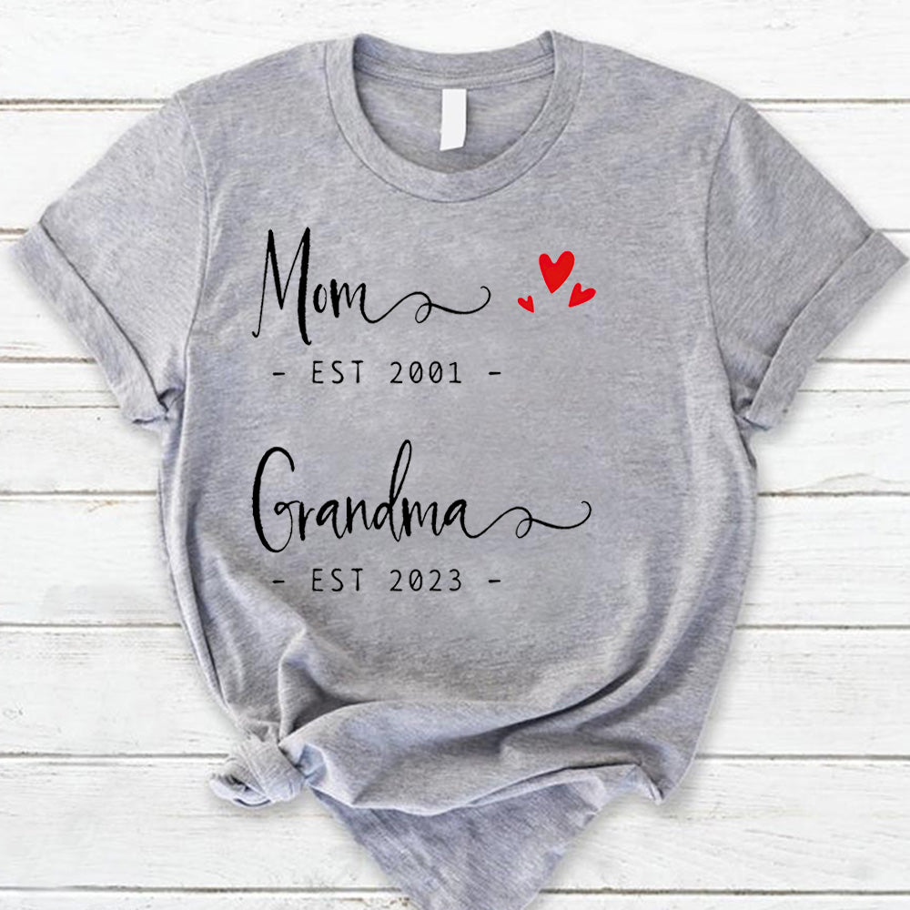 Personalized Mom Est Grandma Est Shirt Shirt Proud Grandma Shirt Gift For Mom Grandma