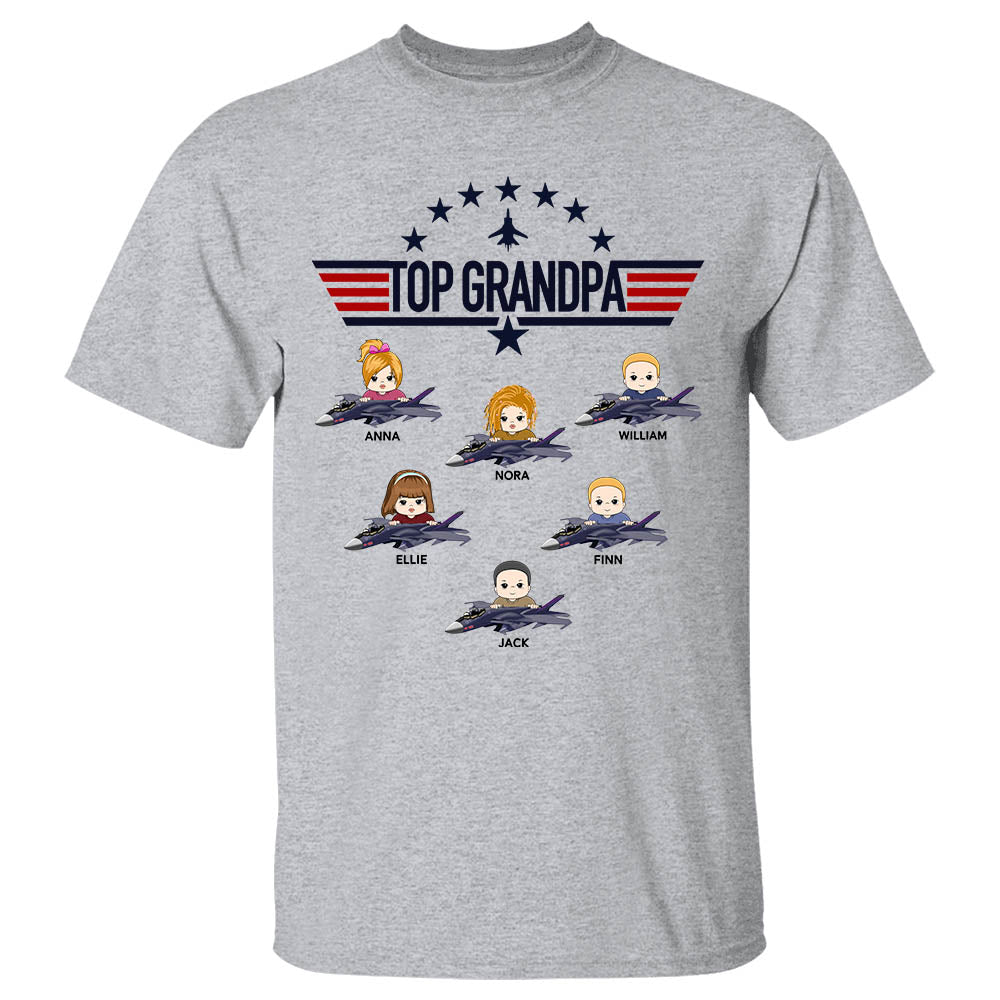 Top Gun Top Dad Personalized T-Shirt For Father Grandpa