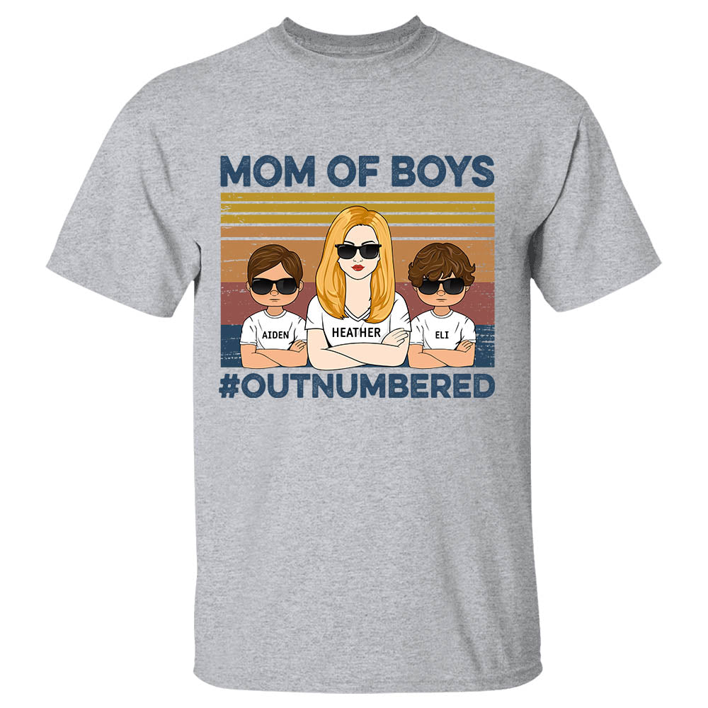 Mom Of Boys #Outnumbered Hashtag Custom Shirt Gift For Mother