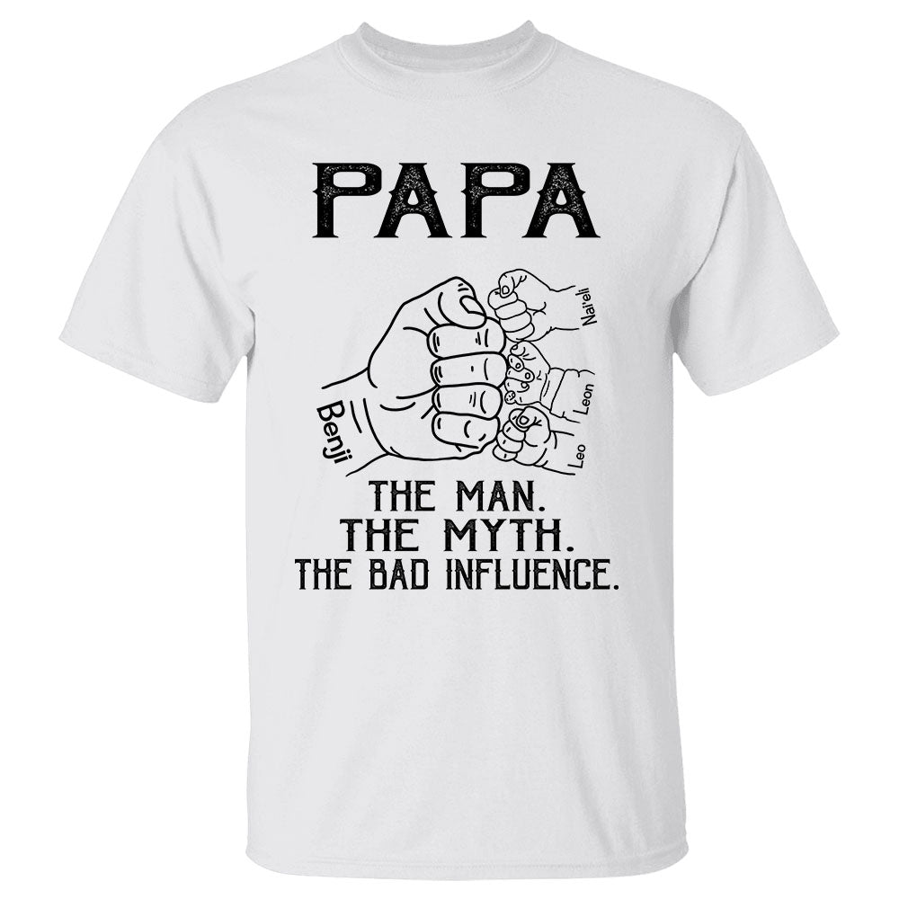 Personalized Papa The Man The Myth The Bad Influence With Hands Grandkids For Grandpa Papa
