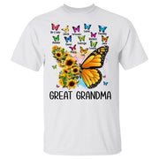 Personalized Butterfly Sunflower Shirt For Grandma - Custom Grandma Nickname With Grandkids Name Shirts