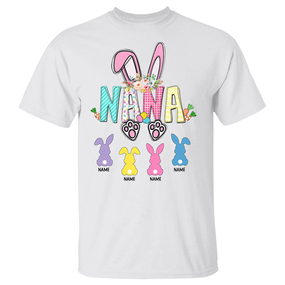 Nana Bunny Grandkids Easter Personalized Shirt For Grandma