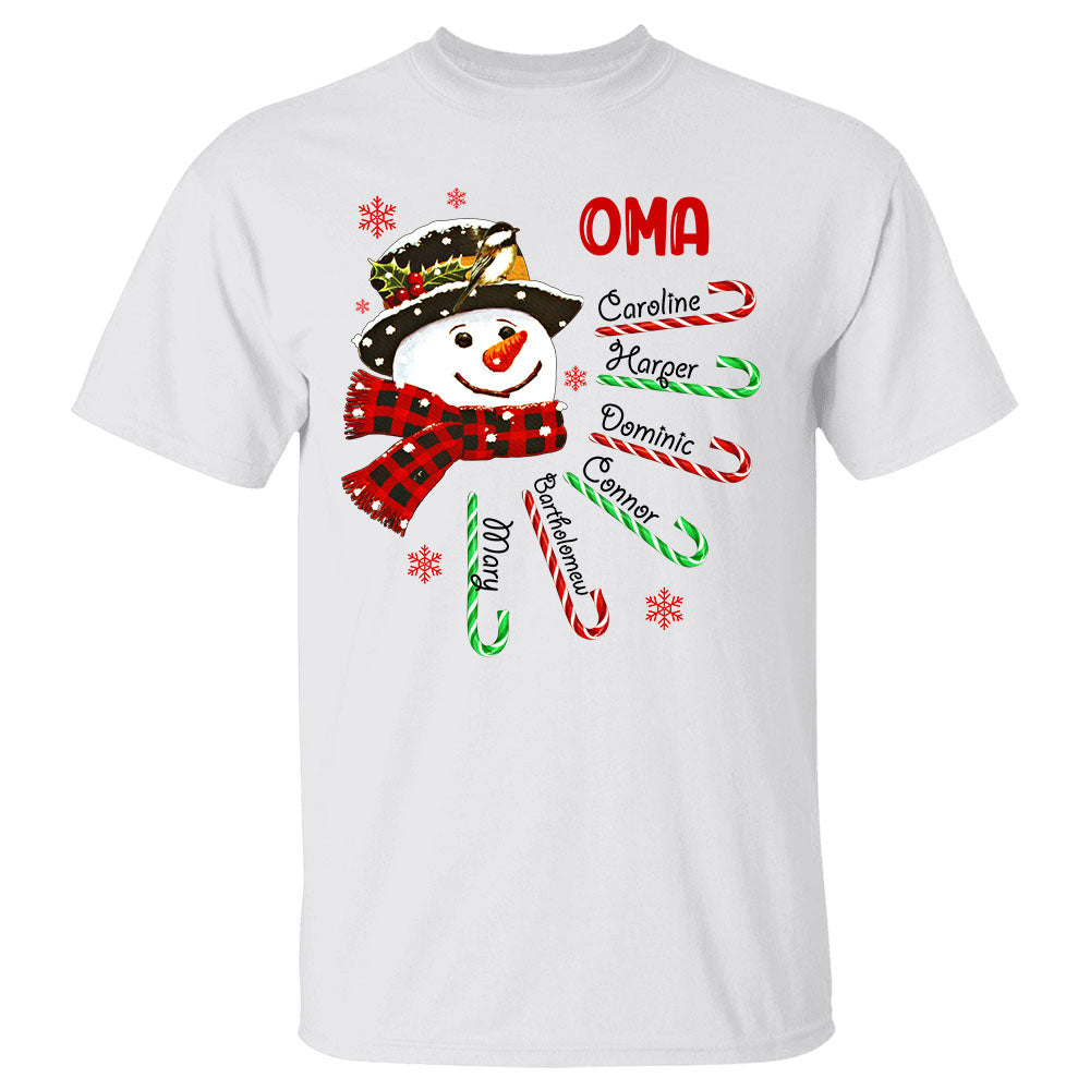 Personalized Grandma Snowman Candy Shirt Grandma With Grandkids Name Christmas Shirt