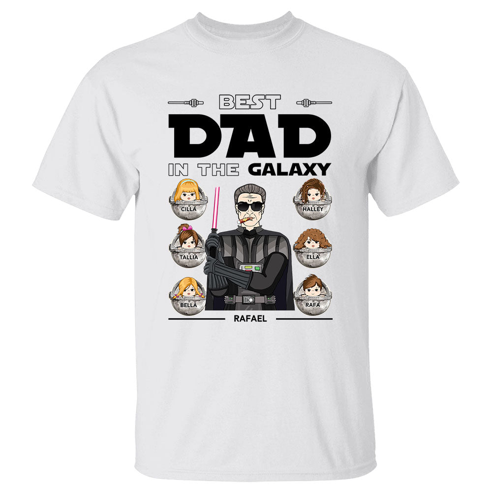 Best Dad In The Galaxy With Kids Shirt Custom Shirt For Dad