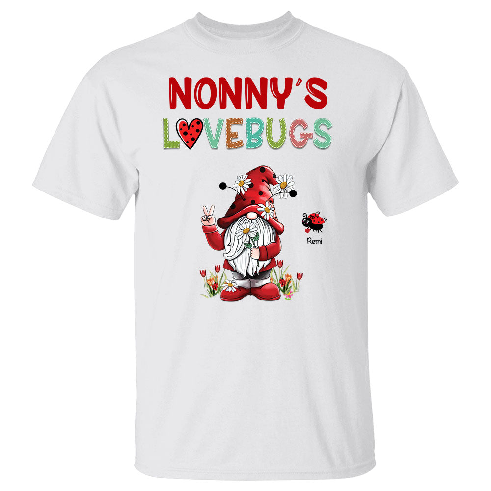 Personalized Nonny's Love Bugs Shirts For Nonny Customize Nickname And Grandkid's Name