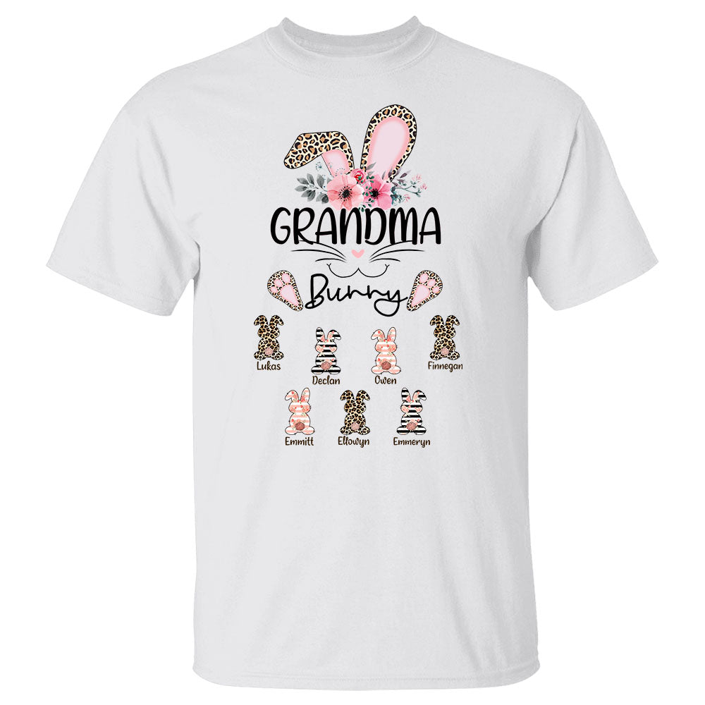 Personalized Grandma Bunny Leopard Pattern, Shirts For Grandma, Easter Gift