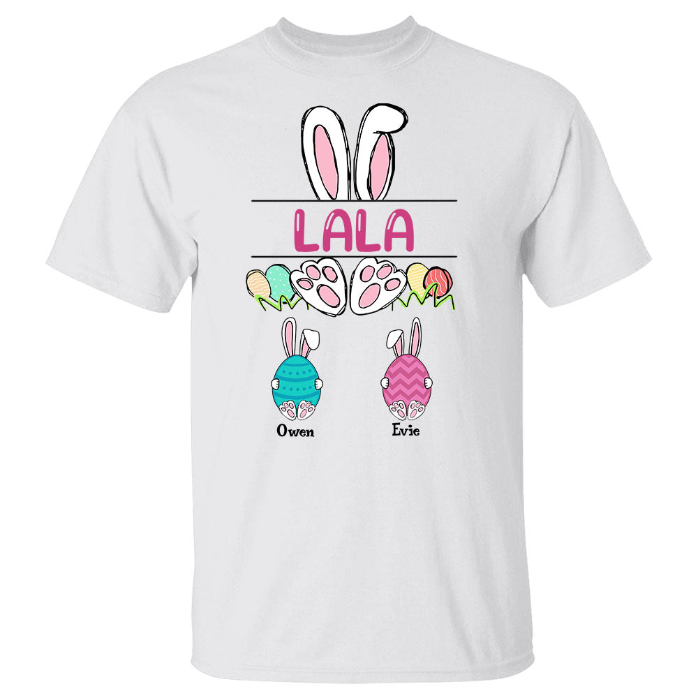 Grandma Bunny With Cute Easter Eggs Personalized Shirt For Grandma
