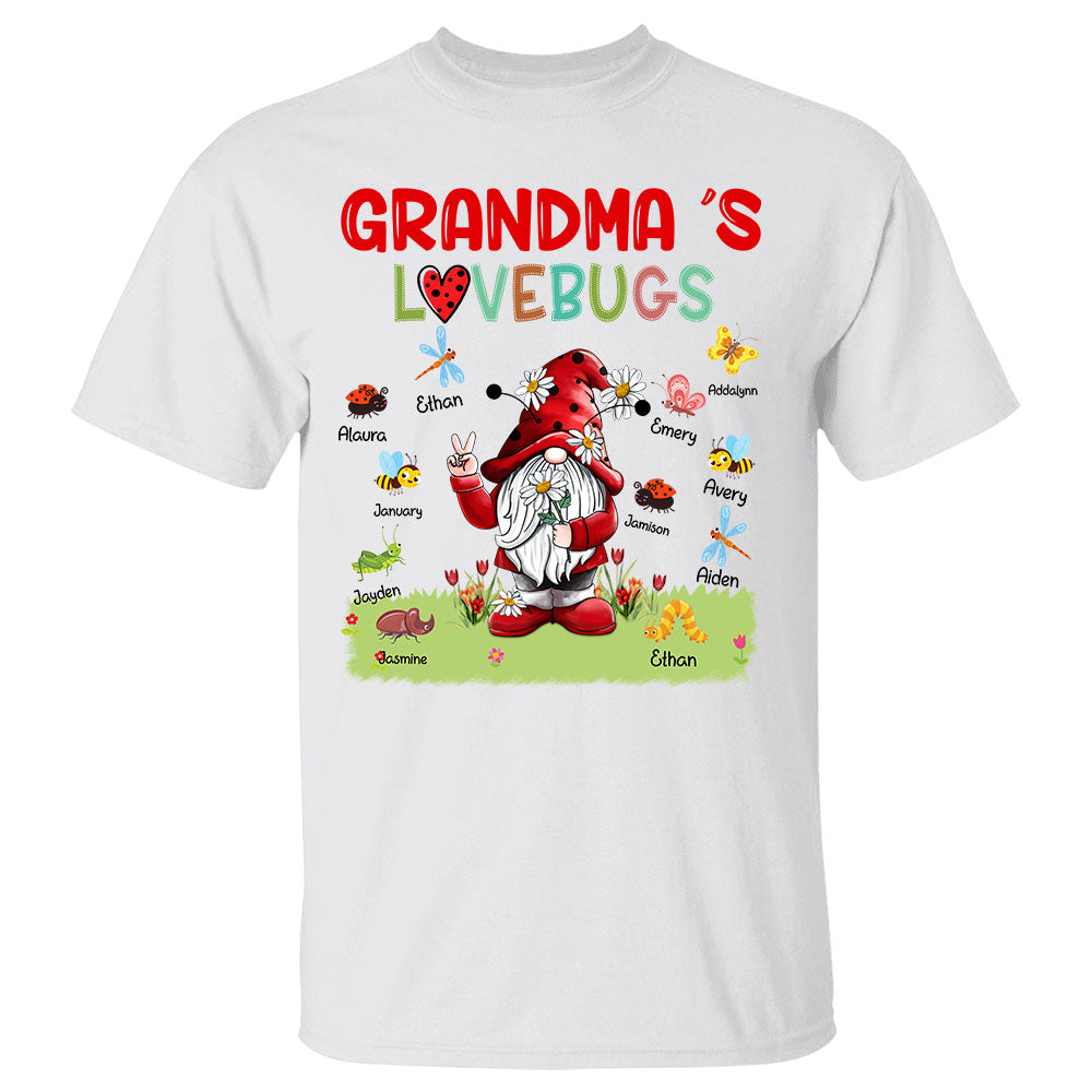 Personalized Grandma's Lovebugs Cute Gnomes Shirt For Grandma