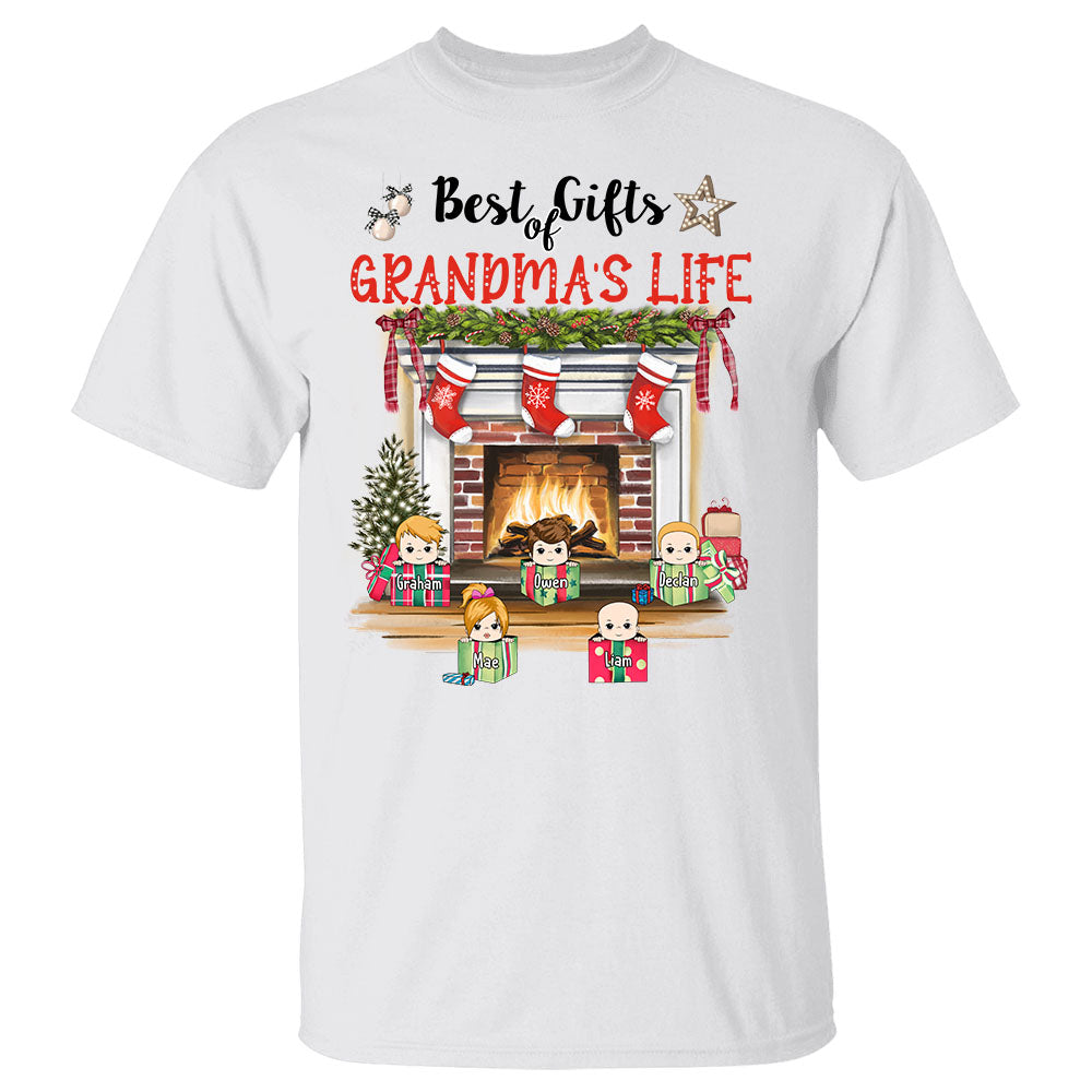 Personalized Best Gifts Of Grandma's Life Fireplace Christmas Shirt, Grandma Christmas Shirt