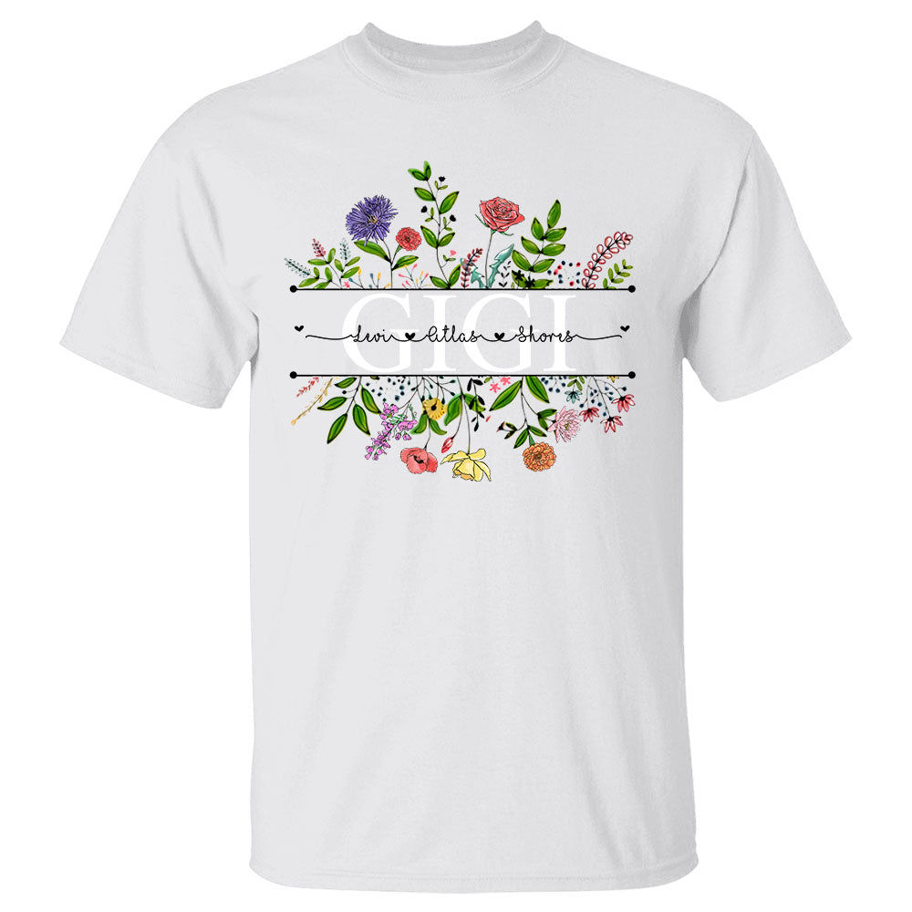 Personalized Wildflowers Gigi And Grandkids Name Shirts For Gigi