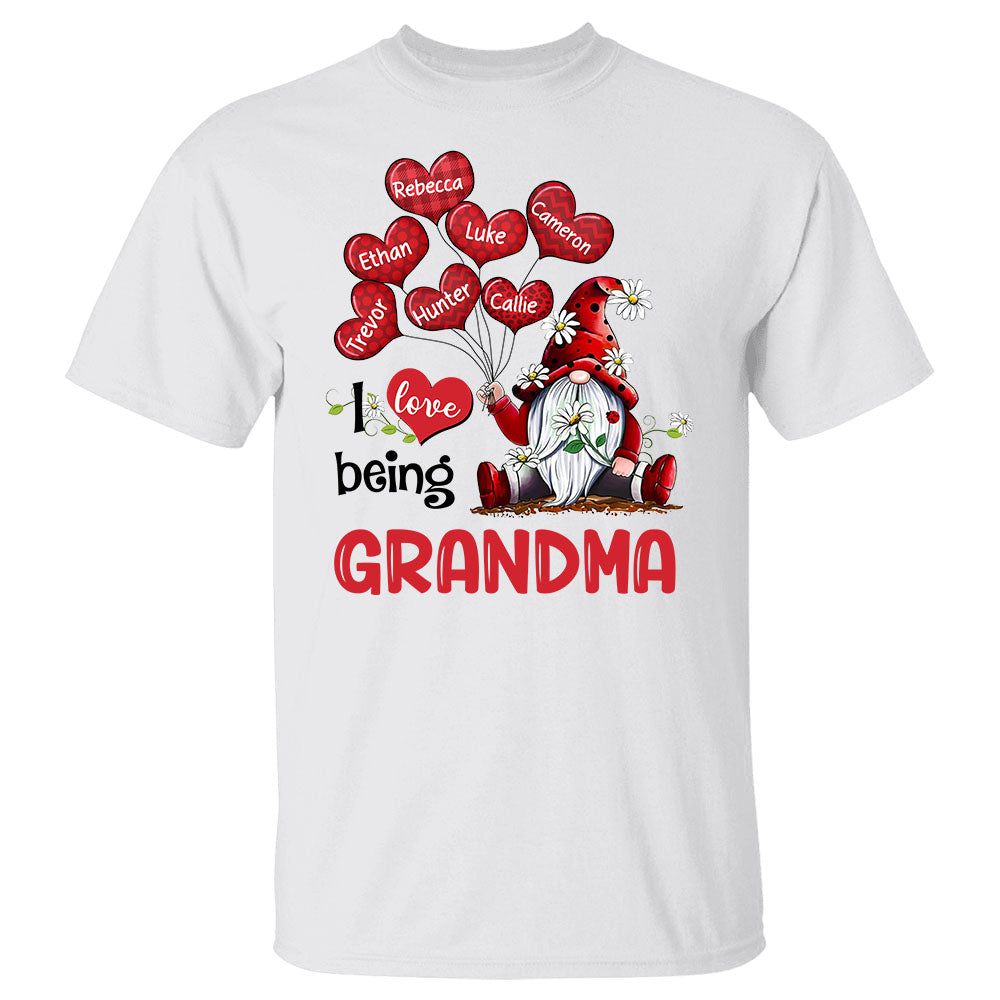 Personalized I Love Being Grandma Gnomes Balloons Shirt Gifts For Grandma