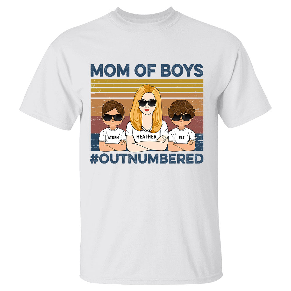 Mom Of Boys #Outnumbered Hashtag Custom Shirt Gift For Mother Mom