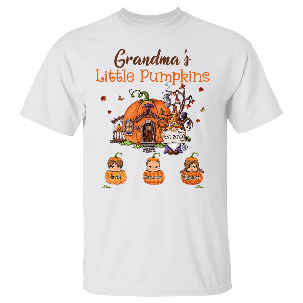 Grandma's Little Pumpkins Shirt - Grandma Halloween Custom Shirt Gift For Grandma