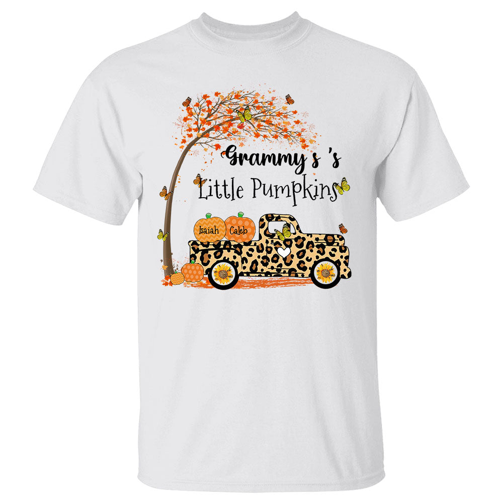 Nana's Little Pumpkins Truck Autumn Personalized Shirts - Custom Grandma Nickname With Grandkids Names Shirt