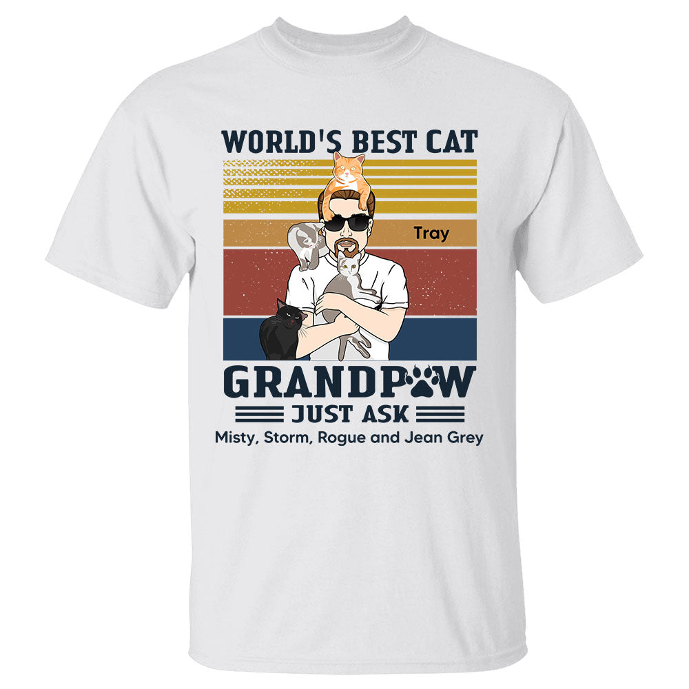 World's Best Cat Grandpaw Just Ask Personalized Shirt Gift For Cat Grandpa