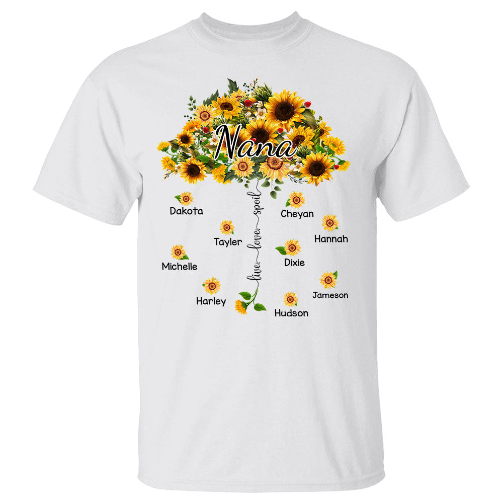Live Love Spoil Umbrella Sunflower Grandma Shirt Custom Grandma Shirt With Grandkids Names Gift For Grandma
