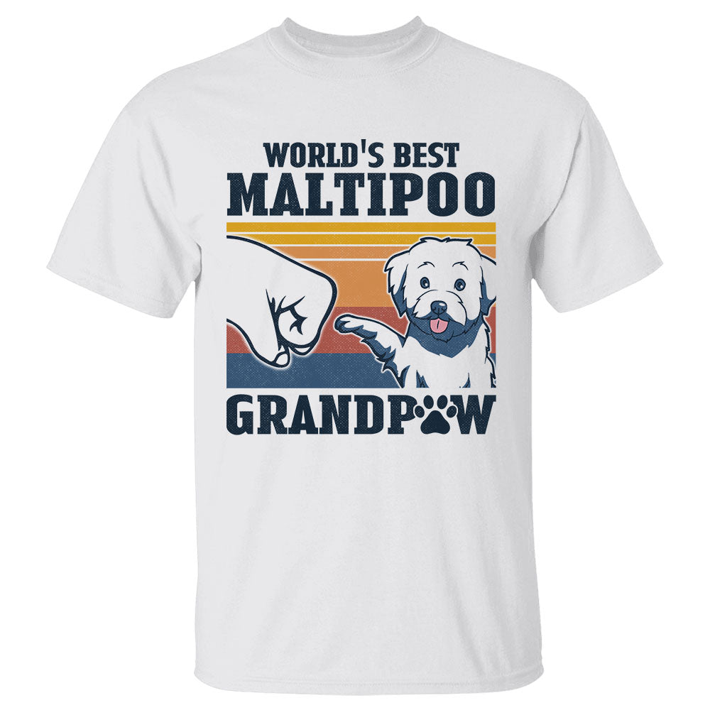 World's Best Maltipoo Grandpaw Shirts Gift For Maltipoo Grandpa