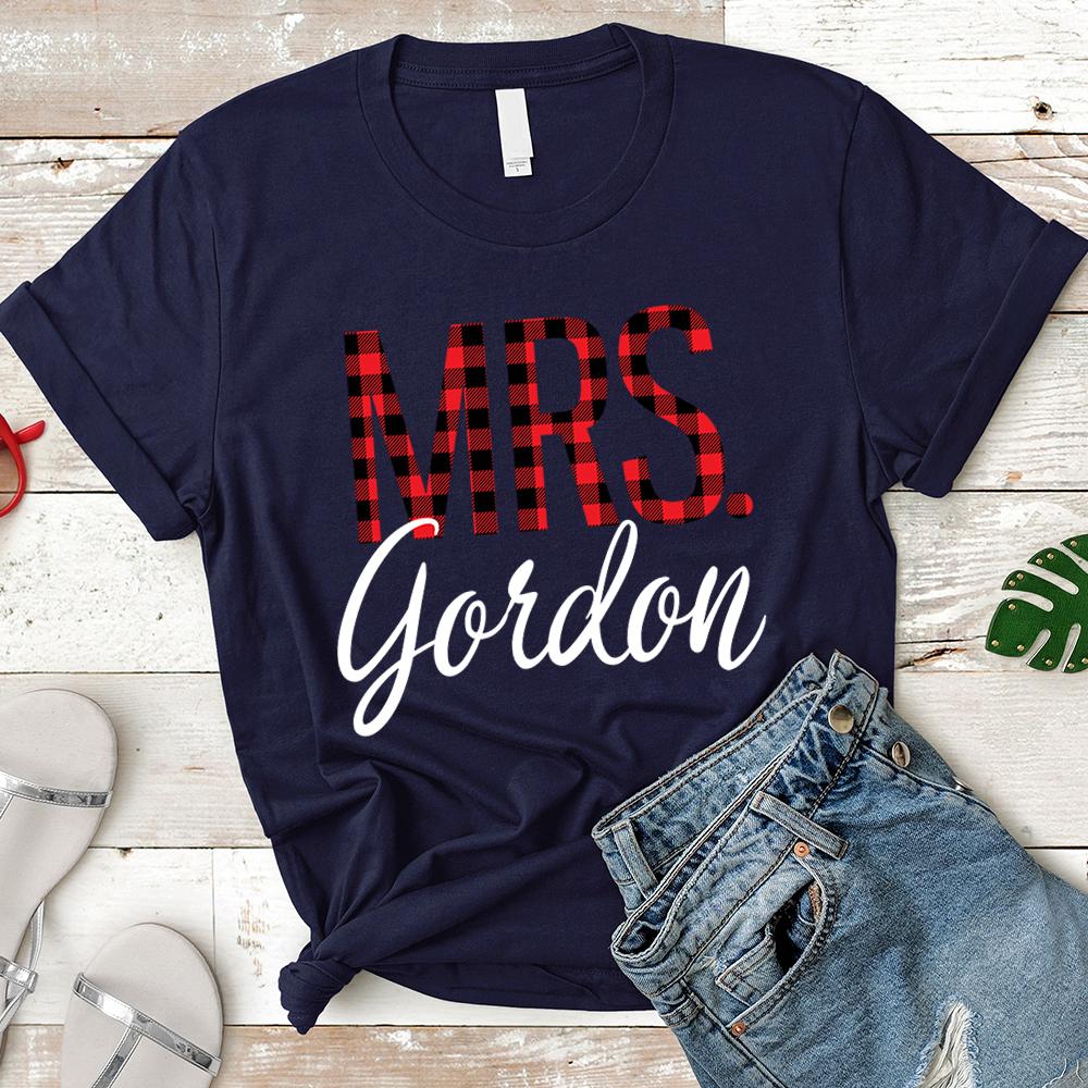 Personalized Mrslast Name Relaxed Boyfriend Personalized Last Name Boyfriend Buffalo Plaid Shirt