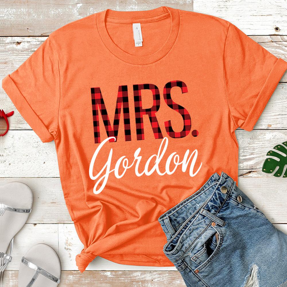 Personalized Mrslast Name Relaxed Boyfriend Personalized Last Name Boyfriend Buffalo Plaid Shirt