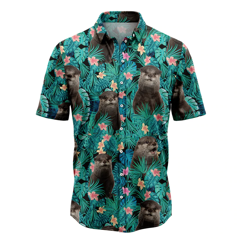Otter Tropical Hawaiian Shirt, Summer Hawaiian Shirts For Men, Women Aloha Beach Shirt