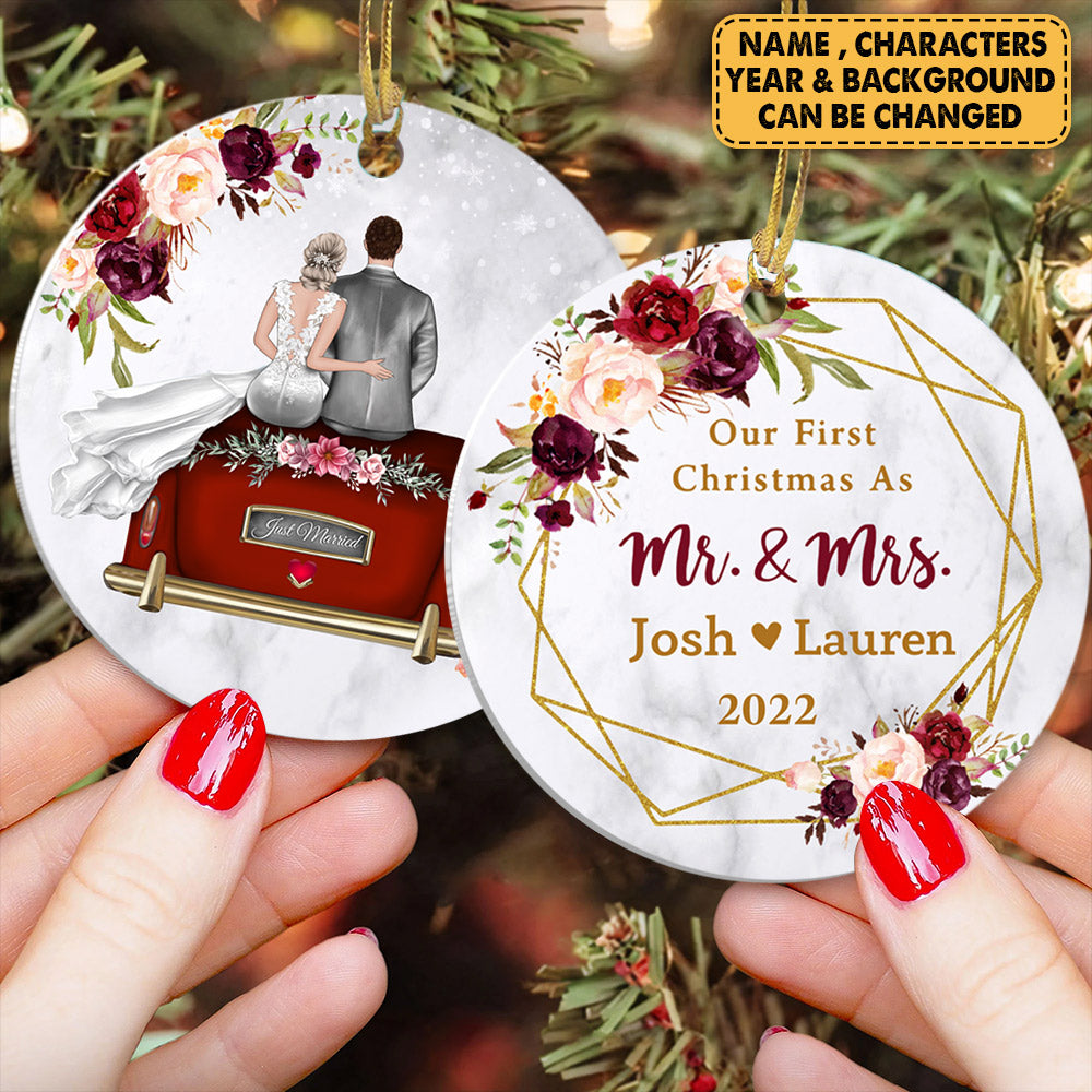 Our First Christmas As Mr And Mrs Personalized Ornament Gift For Couple