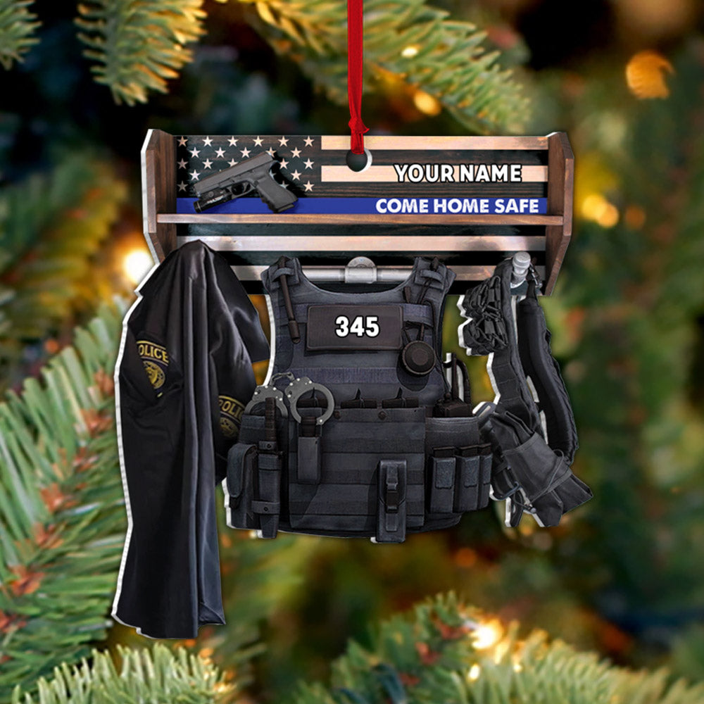 Personalized Ornament Gifts For Police - Custom Ornaments Gift For Policeman - Come Home Safe Police Storage Shelf Ornament