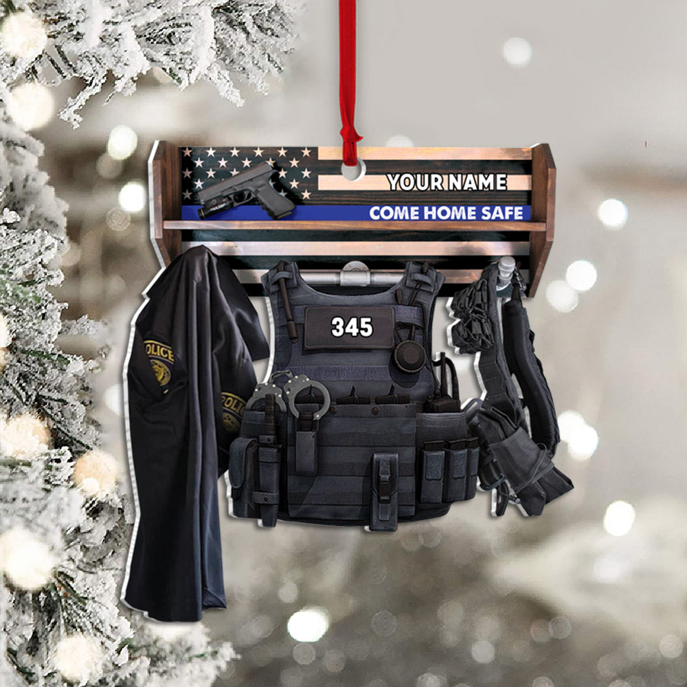 Personalized Ornament Gifts For Police - Custom Ornaments Gift For Policeman - Come Home Safe Police Storage Shelf Ornament